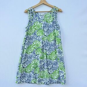 Pineapple Cove Medium Mini Dress Blue Green White Womens Tropical Cruise Breezy